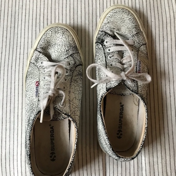 SUPERGA crackle texture sneakers SZ 8 1/2 - Picture 2 of 6